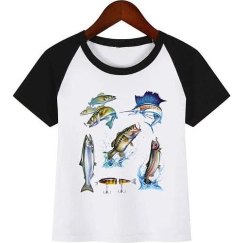Children Summer T Shirt All Kinds of Fish Print T-Shirts Boys Girls Cotton Tops Kids Fashion Tshirt