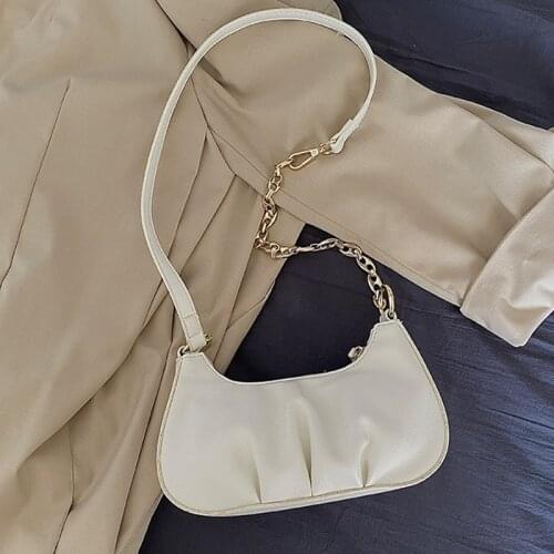 Designer Pleated Solid Shoulder Bag Woman Soft-Faced Acrylic Chain Underarm Tote Women Luxury Brand Zipper Messenger Bag Womens