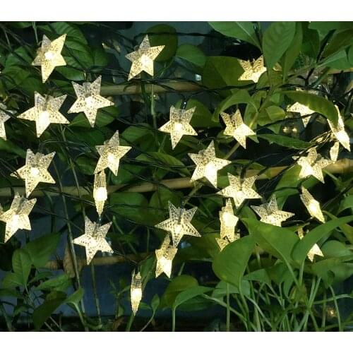6m 50LEDS Solar Star String Fairy Light warm white Outdoor Garden Christmas Party Decoration Solar Lights for For Christmas