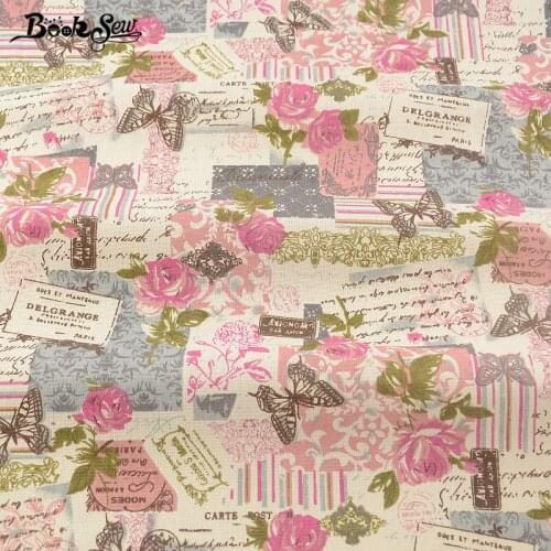 Printed Rose Cotton Booksew Sewing Material Tissu Home Textile Tablecloth Pillow Bag Curtain Cushion Zakka Linen Fabric