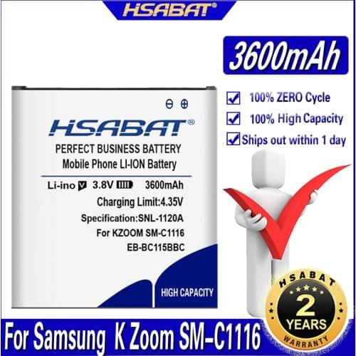 HSABAT EB-BC115BBC NFC 3600mAh Battery For Samsung GALAXY K Zoom SM-C1116 C1158 C1115 EB-BC115BBC EB-BC115BBE Batteries