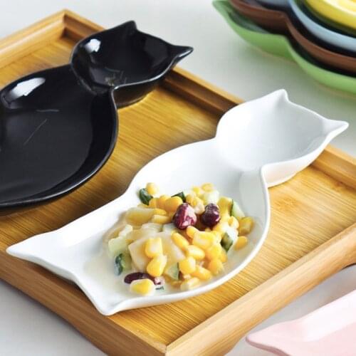 Nordic Ceramic Salad Bowl Candy Color Breakfast Cereal Fruit Bowl Dessert Cat Shape Small Bowl Microwave Oven Tableware