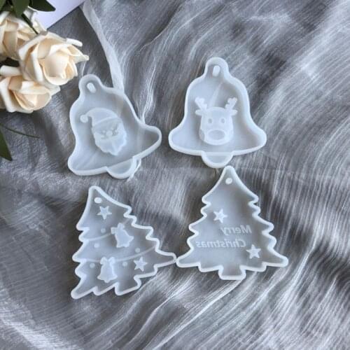 Christmas Tree Bell Elk Pendant Casting Silicone Mould Crystal Epoxy Resin Mold