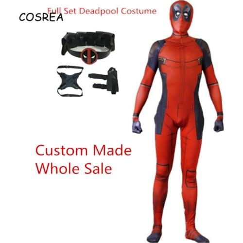 Adult Kids Deadpool Costume Onesie 3D Printed Lycra Spandex Zentai Bodysuits Deadpool Sets Accessories Superhero Super Hero