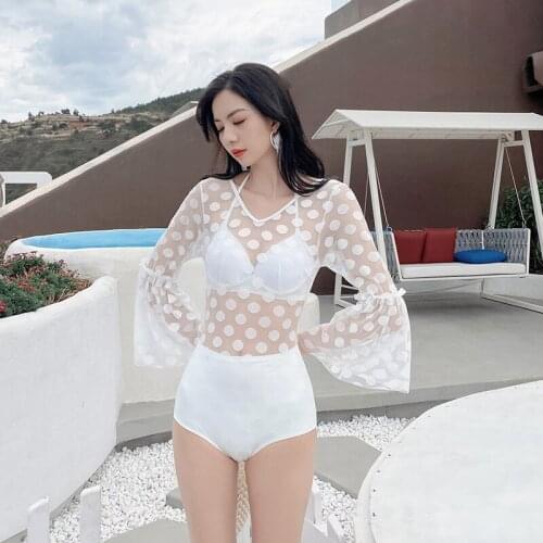 3 Piece Bikini Set Female Bathing Suit Women Swimsuit Korean Split Long Sleeve Bikini Push-Up Sexy Outfits Sexy Brazilian Biquin