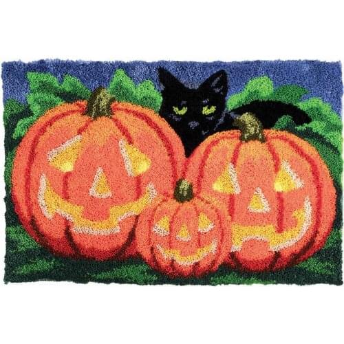 Latch Hook Kit Rug with Printed Canvas Crochet Needlework Crafts Shaggy DIY Latch Kits for Adults/Kids Halloween Decoration