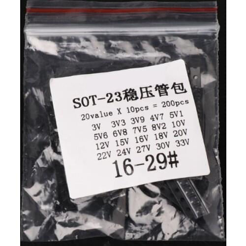 200Pcs SOT23 SMD Diode Sample Kits 20 kinds Each 10Pcs 3V-33V Zener SMD Diode