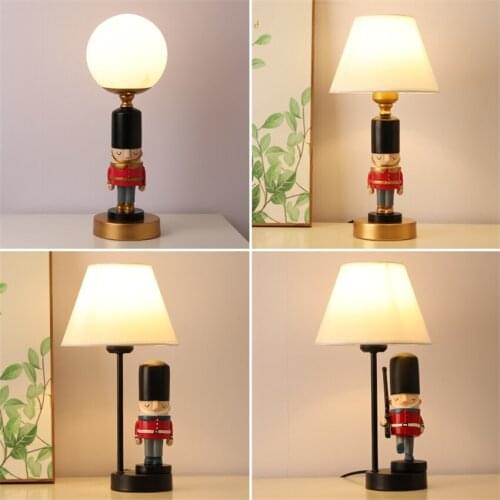 Cartoon soldier shade table lamps bedroom childrens room desk lights bedside decoration cartoon American study desktop lighting