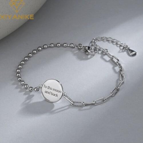 XIYANIKE New 925 Sterling Silver Round Card Irregular Chain Bracelet Female Simple Personality Style Wholesale браслеты Hа Pуку