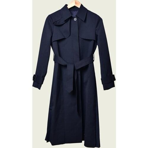 Autumn Winter Womens Stitching Trench Coat Ladies Back Pleated Sashes Lace-Up Long Sleeve Windbreaker Outwear Tops
