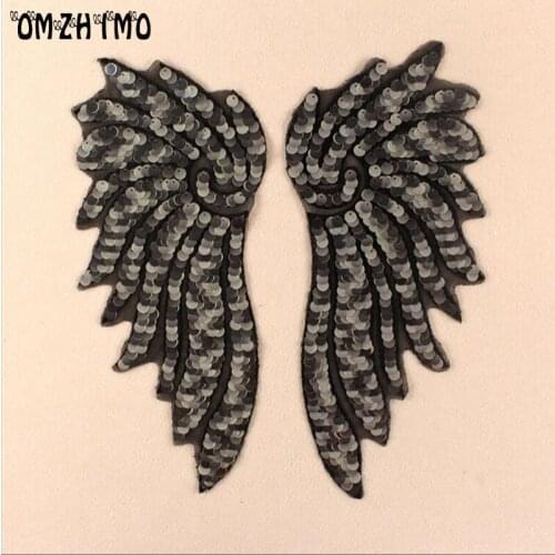 Sequins Patches DIY Angel Wings Patches For Kids Clothes Sew-on Embroidered Patch Motif Applique Sticker For Cloth