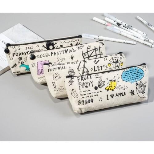 New Pencil Box School supplies Canvas Pencil Bag Personality Tide Whisper Simple Large-capacity Pen Box