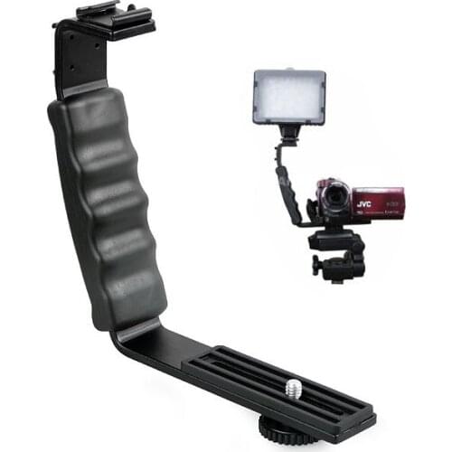 SHOWSHOOT Flash Bracket Mount 2 Hot Shoe For Camcorder Mic Microphone Video Light Camera