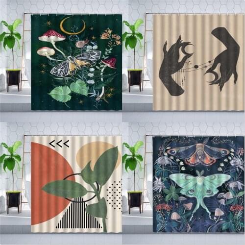 Nordic Modern Plant Shower Curtain Sets Dream Mushroom Butterfly Flower Green Leaf Bathroom Waterproof Curtains Polyester Fabric