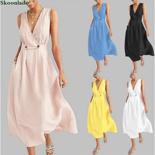 Skoonlado Solid Summer Dresses