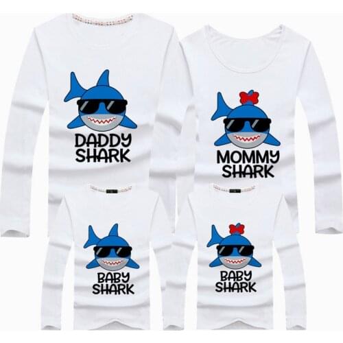 Shark Family Matching Clothes Mommy and Me Clothes Shark Long Sleeve T-Shirt Look At Daddy Matching Outfits TShirt Boys Clothes