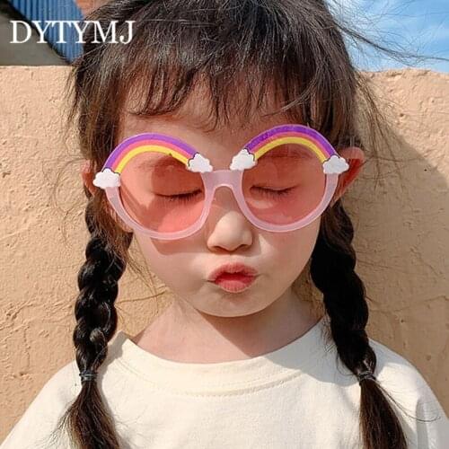 DYTYMJ Rainbow Sun Glasses for Boy/Girls Round Sunlasses Child Candy Pink Eyeglasses Cute Baby Sunglasses Gafas De Sol Wholesale