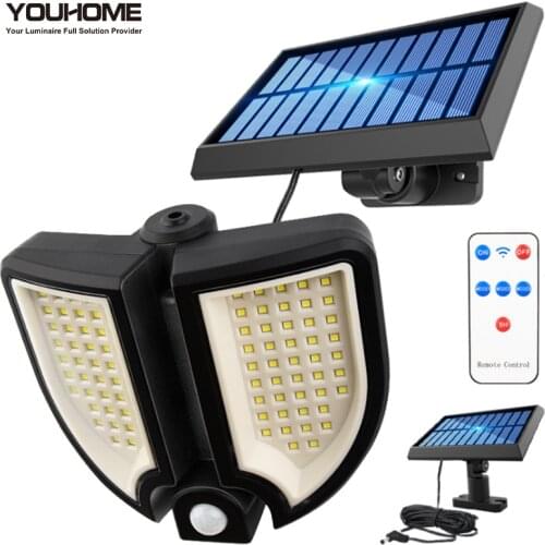 Outdor Solar Lamp Adjustable Security light Motion Sensor Remote Control Wall Lamp Waterproof For Garden Décor Garage Street