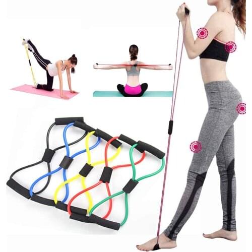 Resistance Exercise Bands Yoga Gym Fitness Pulling Rope 8 Word Elastic for Exercise Muscle Training Tubing Pull Rope