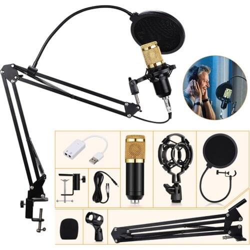 BM 800 Microphone Kits Professional Mic Stand Studio Condenser Vocal Recording KTV Karaoke Microphone For Computer Studio Record