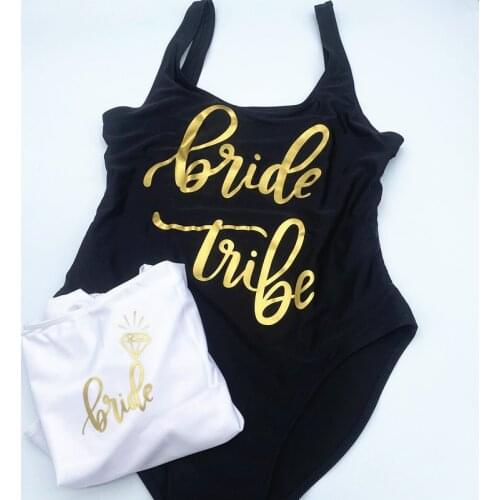 Wedding Decoration Siamese Swimsuit Bride & Bride Squad Lady Bikini Beachwears Hen Party Bride To Be Bachelorette Party Supplies