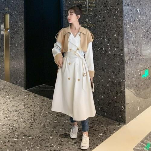 Trench Women Spring Autumn Casual Loose Temperament Over Knee Ladies Jacket Fashion Loose Mid-Length Female Windbreaker Coat