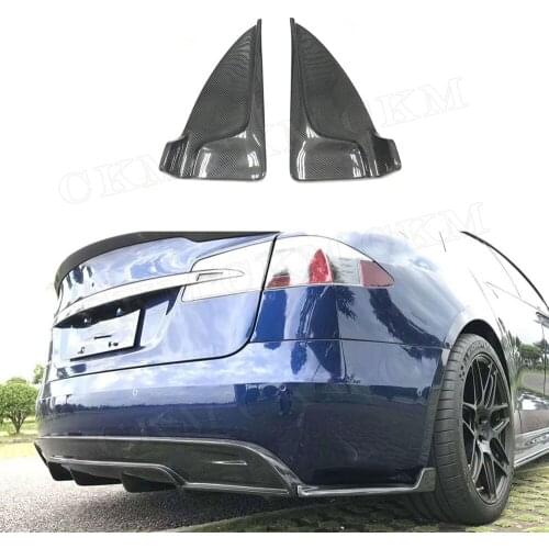 Carbon Fiber rear Bumper Lip Splitters for Tesla Model S 70D P85D 90D P100D Sedan 4 Door 16-17