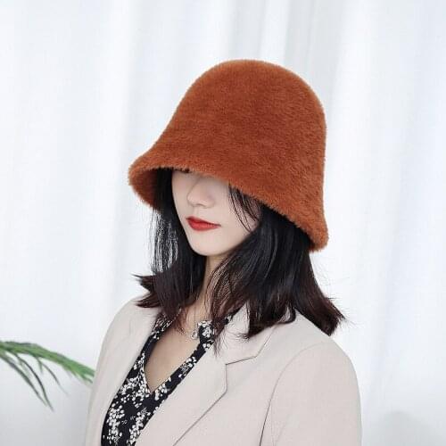 6 colors available New fashion casual thick warm cap temperamental women cute elegant comfortable winter elegant bucket hat
