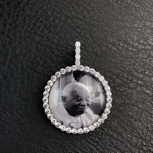 Hip hop custom 18kcz diamond paved 3D photo frame Pendant