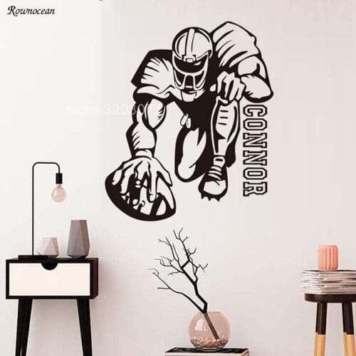 American Football Vinyl Sticker Custom Name Football Decal Boy Bedroom Decoration Personalized Name Room Decoration 2113