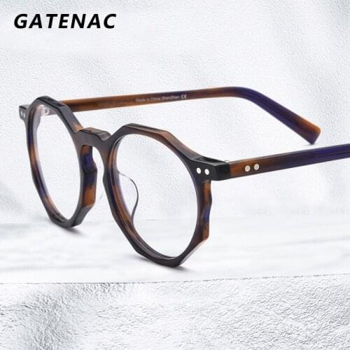 Vintage Acetate Eyeglasses Frame Men Retro Polygon Prescription Myopia Optical Glasses Frame Women 2021 New Luxury Brand Eyewear