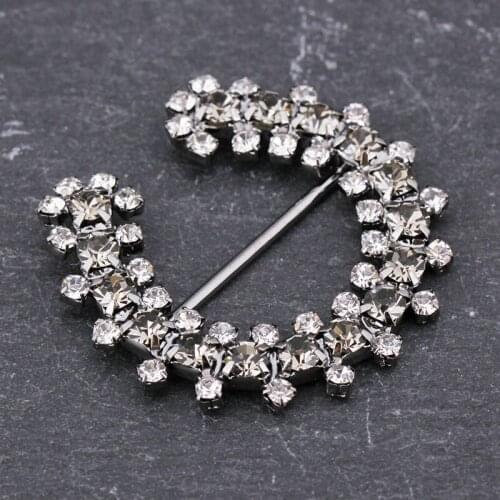 Vintage U shape Silver Accessories Jewelry for shoes and brooches Gun black Round Crystal Rhinestone Ribbon Buckle For Wedding