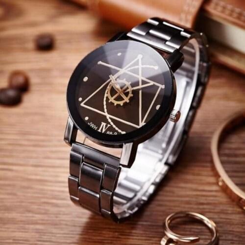 Triangle Pointer Relogio Women Man Watches A Compass Rotary Table Alloy Steel Belt Couples Birthday Christmas Valentines Day