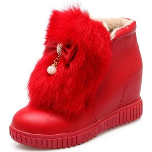 Snow Boots Big Size Womens Winter Boots Fur-leaning Warm Fashion For Inner Heightening Girls Shoes Woman platform boots C16-3