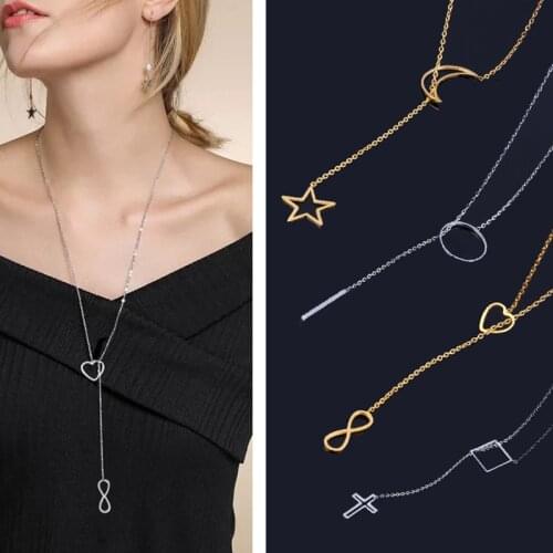 Stainless Steel Long Necklace & Pendant Womens Necklace Charm Chain Necklace Collar Jewelry Jesus Cross Pendant women Jewelry