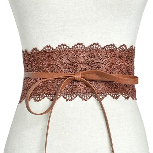Fashion Wide Lace Tie-up Women Waistband Dress Party Waist Band Belt Sash Decor