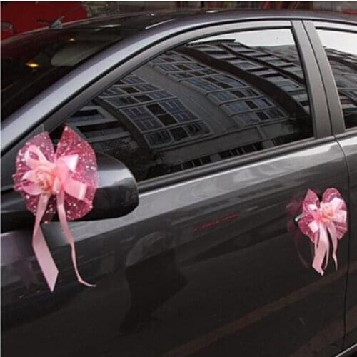 1PC Lovely Fashion Wedding Car Decoration Wedding Flower 3 Colors Car Door Handles and Rearview Mirror Decoration