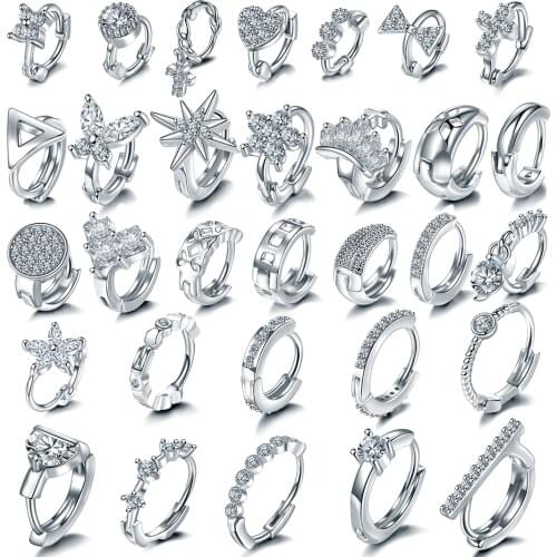 1PC Copper Cartilage Hoop Piercing CZ Gem Nose Hoop Nostril Ring Flower Heart Cross Helix Tragus Earring Piercing Jewelry 20G