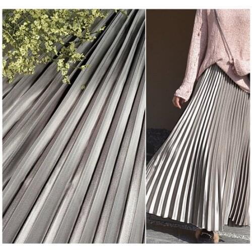 1 yard Silver Pleated Lace Fabric Pleated Satin Vertical Crease Satin Accordion By The Yard