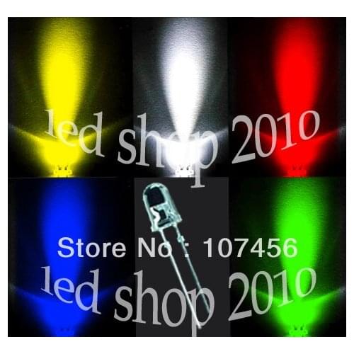 1000PCS,5 value UltraBright R,G,B,W,Y,LEDs,5mm +Free Resistors Free Shipping 5mm light-emitting diode