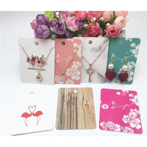 20pcs 8x6cm Rectangular Jewelry Display Card DIY Handmade Necklace/Earring Packing Card Free shipping