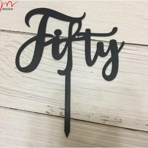 20pcs black fifty number cake topper for anniversary or birthday acrylic cake topper