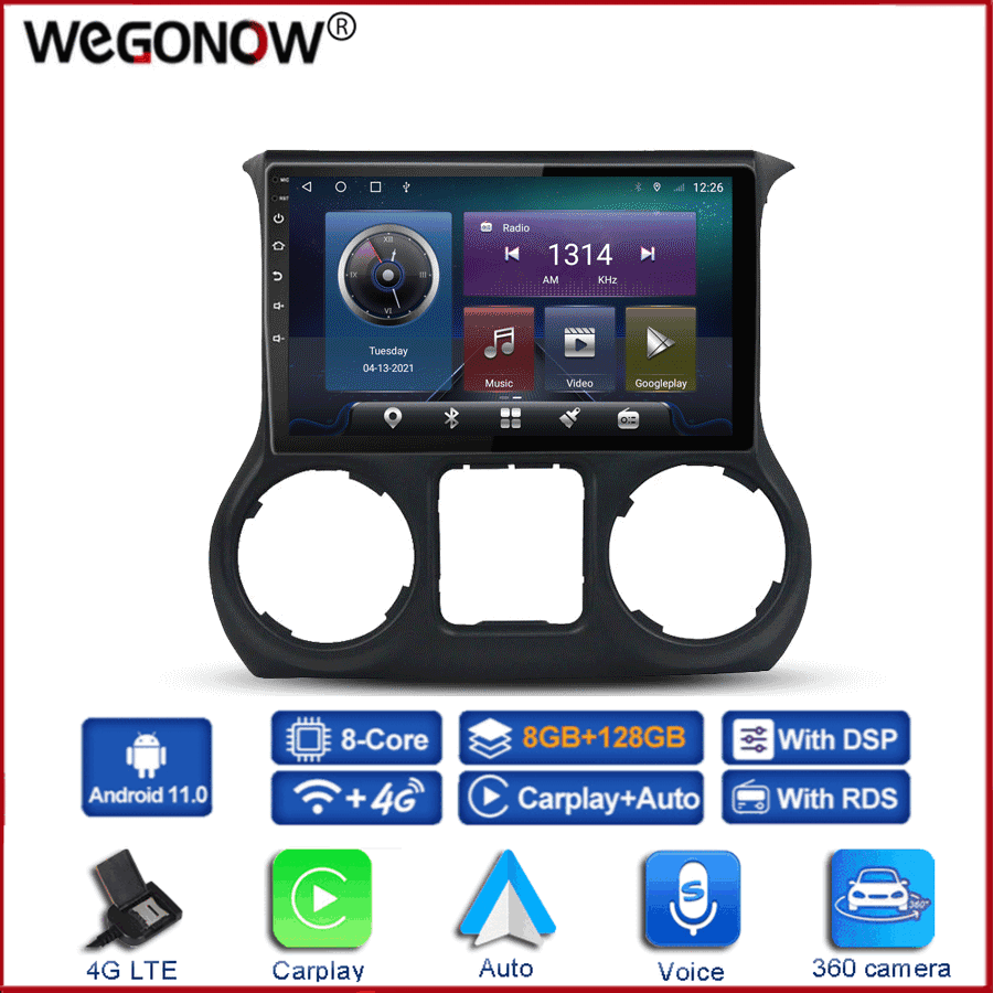 360 Panoramic Camera CanBus 6GB+128GB Android 10.0 Car DVD Player GPS WIFI Bluetooth RDS Radio For Jeep Wrangler 3 JK 2010-2017