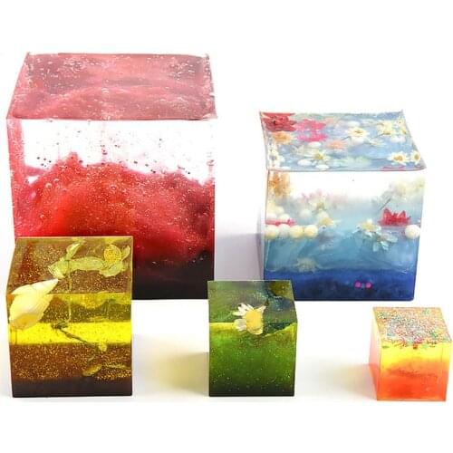 4Pcs/Set Crystal Epoxy Resin Mold Square Jewelry Casting Silicone Mould DIY Crafts Pendant Making Tool