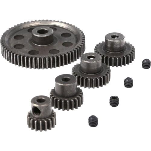 64T Metal Spur Differential Gear+ 4Pcs 17-29T Motor Pinion Cogs Set for HSP 1/10 94111 94123 RC Car Replacement Accessories