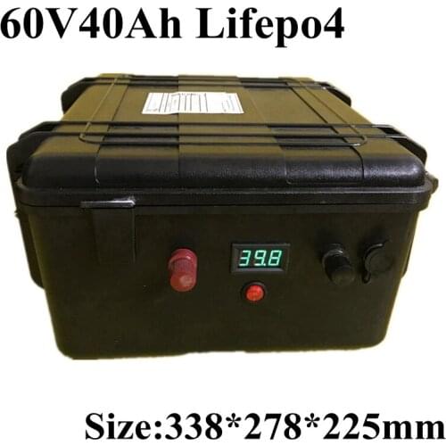 60v 40Ah Lifepo4 Battery 64v LFP Waterproof Case 50A BMS FOR Solar RV 3000w Scooter Electric Bike Motor + 73v 5A Charger