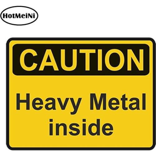 Hotmeini Car Styling Car Sticker Waterproof Caution Heavy Metal Inside Warning Sticker Decal Bumper Danger Loud Music13cm X 13cm
