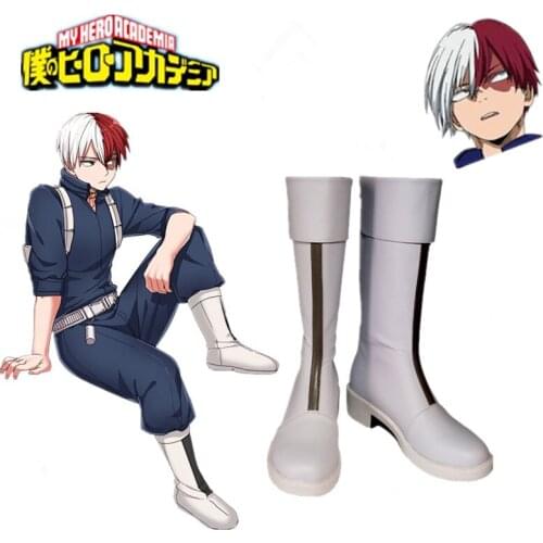 My Hero Academia Todoroki Shoto White Anime Cosplay Shoes Boots Superhero Halloween Carnival Party Costume Accessory