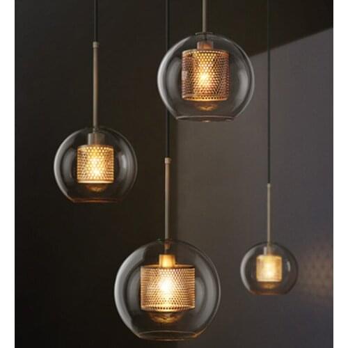 Glass globe pendant light farmhouse decor kitchen island pendant lights Dining room bar coffee shop light american retro lamp