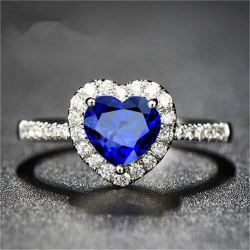 Real Natural Sapphire S925 Sterling Silver Fine Jewelry Heart Rings For Women Wedding Engagement Ring Accessories Bijoux Bague